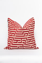 Red Desire Greek Key Pillow