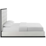Queen Faux Leather Platform Bed in White