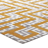 Geometric Maze 8x10 Area Rug in Ivory, Light Gray and Yellow