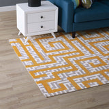 Geometric Maze 8x10 Area Rug in Ivory, Light Gray and Yellow