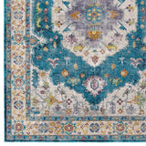 4x6 Area Rug in Blue, Ivory, Yellow, Orange