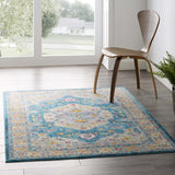 4x6 Area Rug in Blue, Ivory, Yellow, Orange
