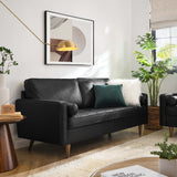 Valour Leather Sofa in Black by Modway