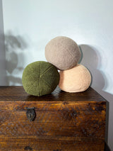 Boucle Orb Pillows in Honey, Taupe, and Olive