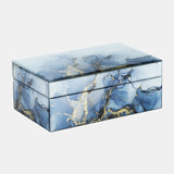Beige/Gold Glass Marble Box - Delina 8" x 5"