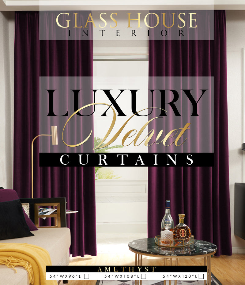 Glasshouse Signature Luxury Velvet Curtain Panel (Amethyst)