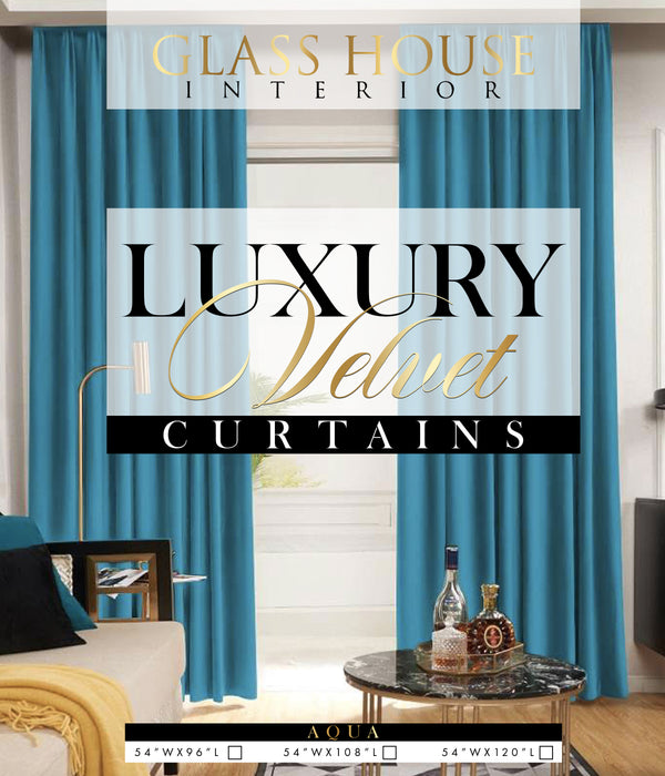 Glasshouse Signature Luxury Velvet Curtain Panel (Aqua)