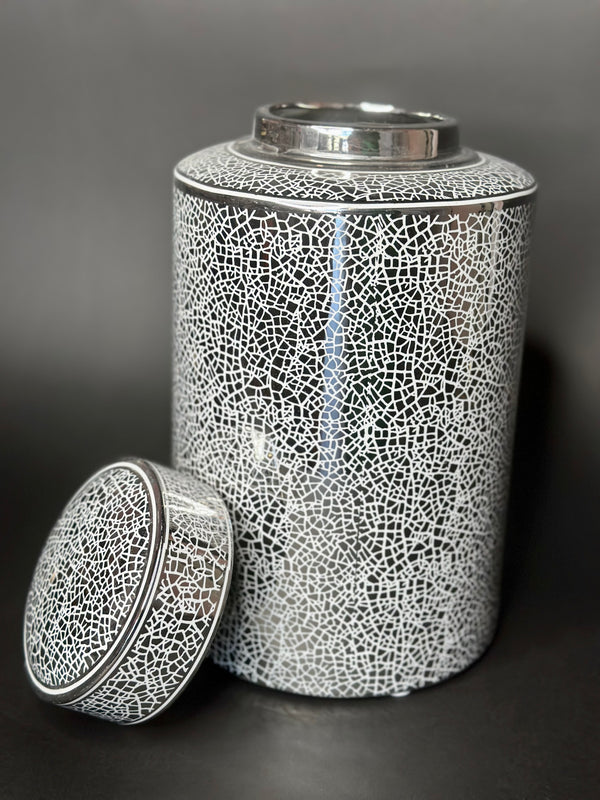 Silver Crackle Jar -12"
