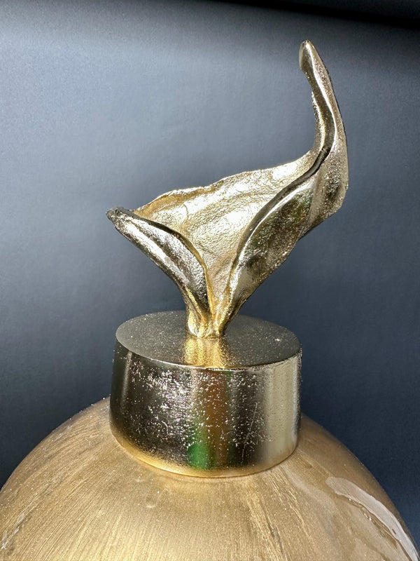 Gray Vase w/ Gold Lily Drip 27"H