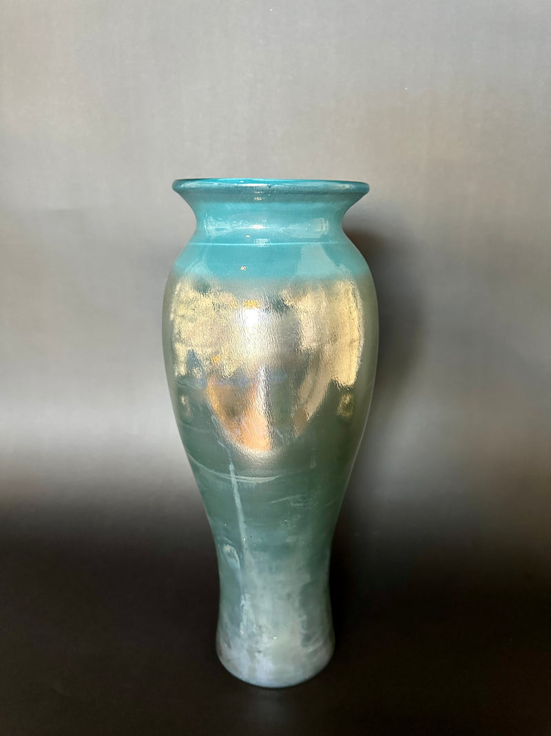 Flourishing Teal Vase - 16"H