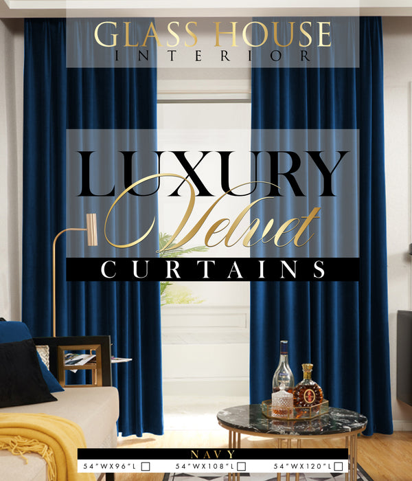 Glasshouse Signature Luxury Velvet Curtain Panel (Navy)