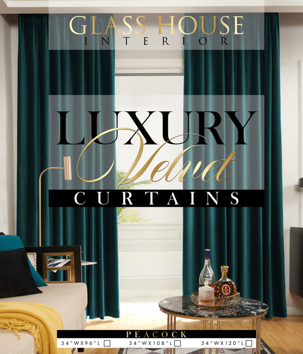 Glasshouse Signature Luxury Velvet Curtain Panel (Peacock)