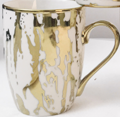 White & Gold Highlight Ceramic Porcelain Coffee Mug