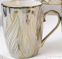 White & Gold Highlight Ceramic Porcelain Coffee Mug