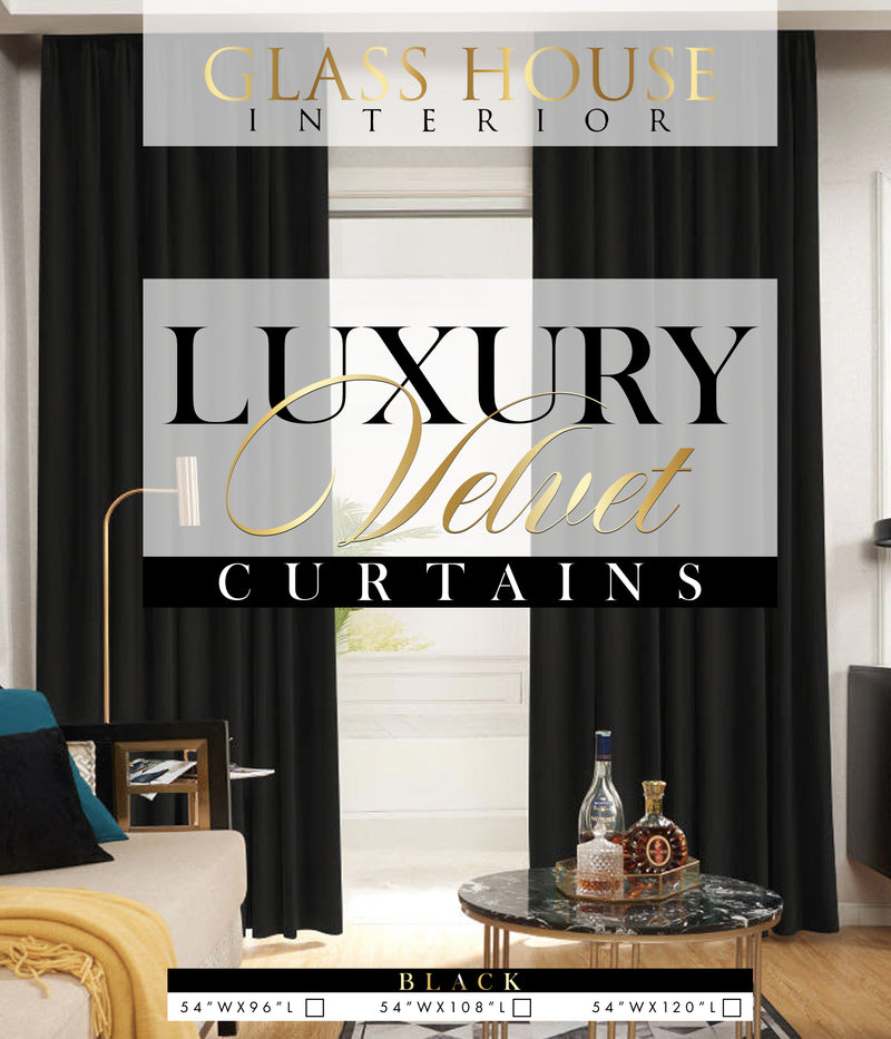 Glasshouse Signature Luxury Velvet Curtain Panel (Black)