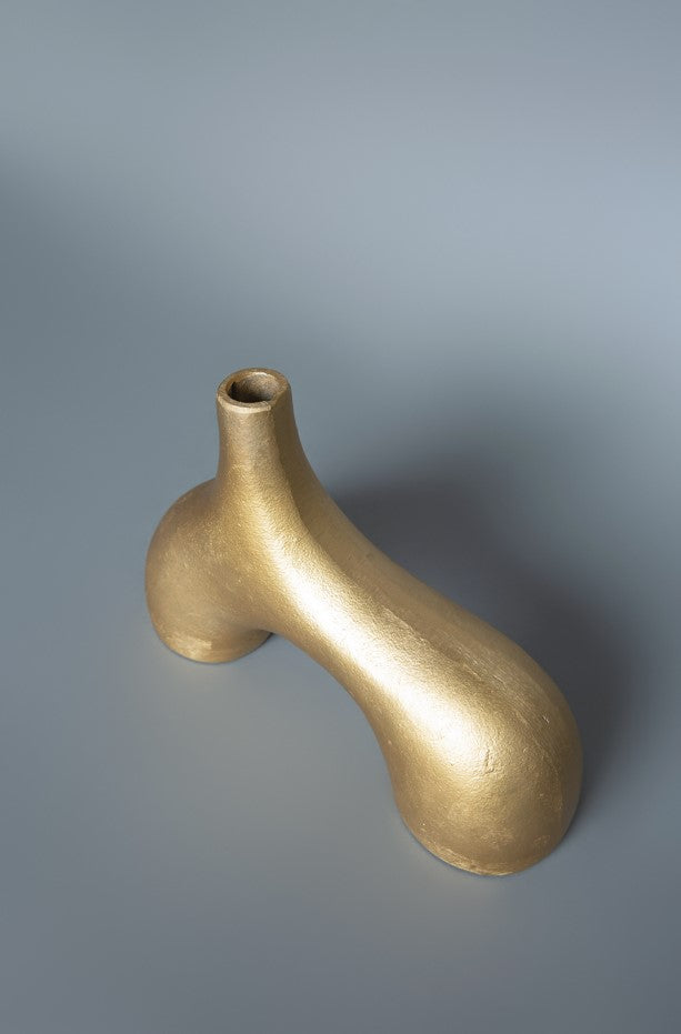 Mod Gold Vase 8"H