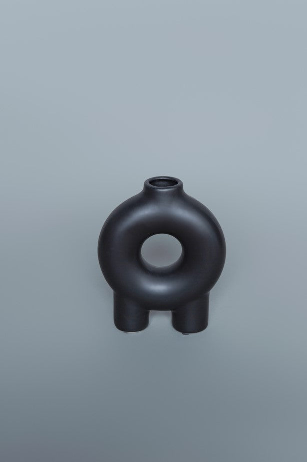 Black Donut Vase 7"