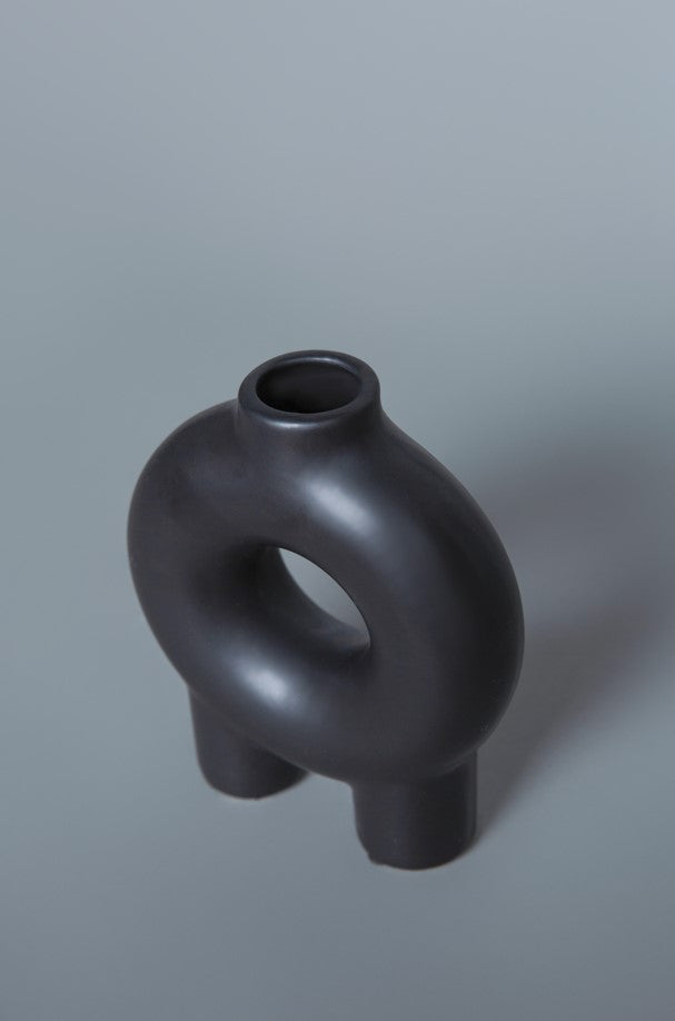 Black Donut Vase 7"