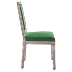 Vintage Performance Velvet Dining Side Chair in Natural Emerald