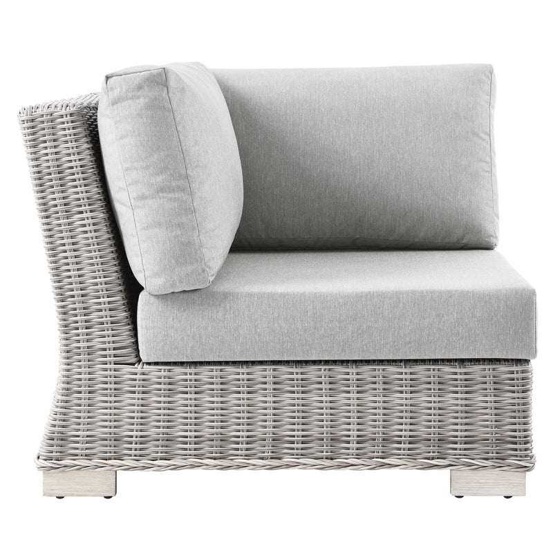 Wicker Rattan Corner Chair in Light Gray Gray