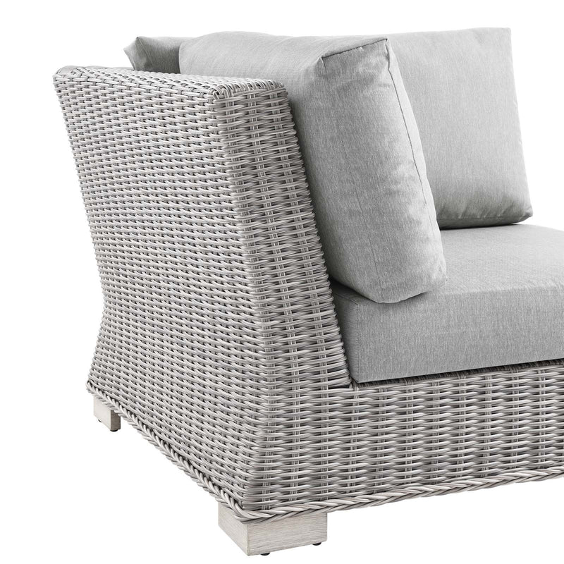 Wicker Rattan Corner Chair in Light Gray Gray