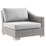 Wicker Rattan Right-Arm Chair in Light Gray Gray