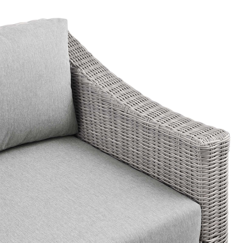 Wicker Rattan Right-Arm Chair in Light Gray Gray
