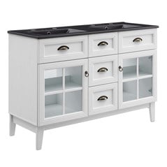 Double Bathroom Vanity Cabinet in White Black