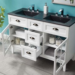 Double Bathroom Vanity Cabinet in White Black
