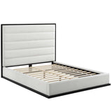 Queen Faux Leather Platform Bed in White