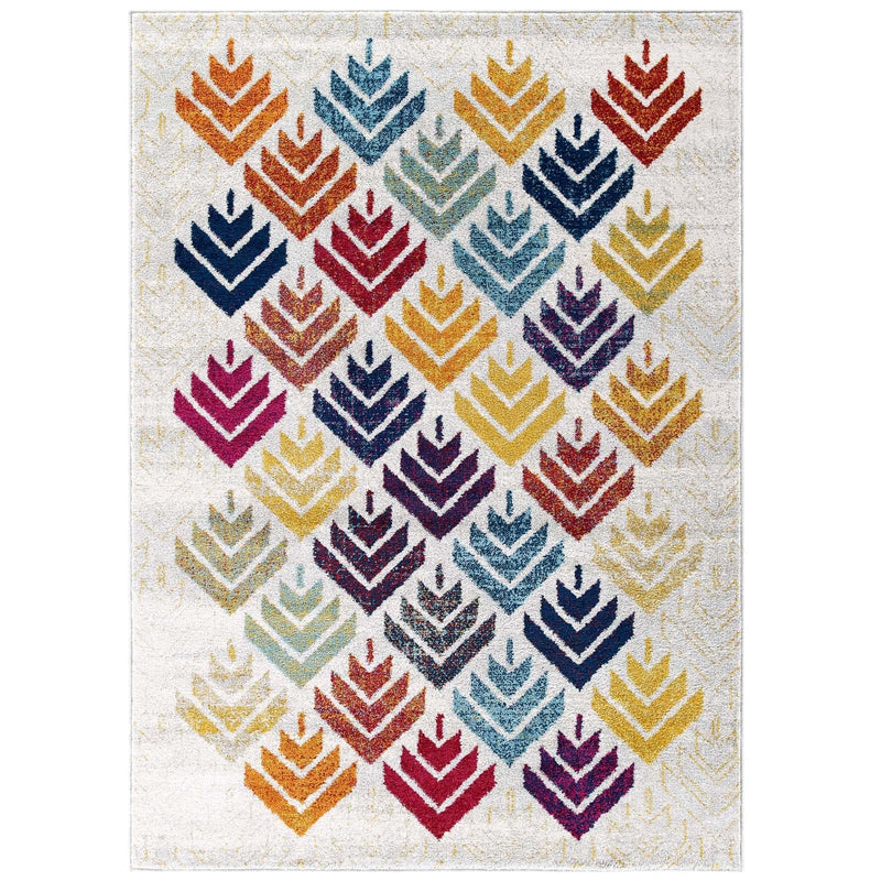 Abstract Floral 8x10 Area Rug in Multicolored
